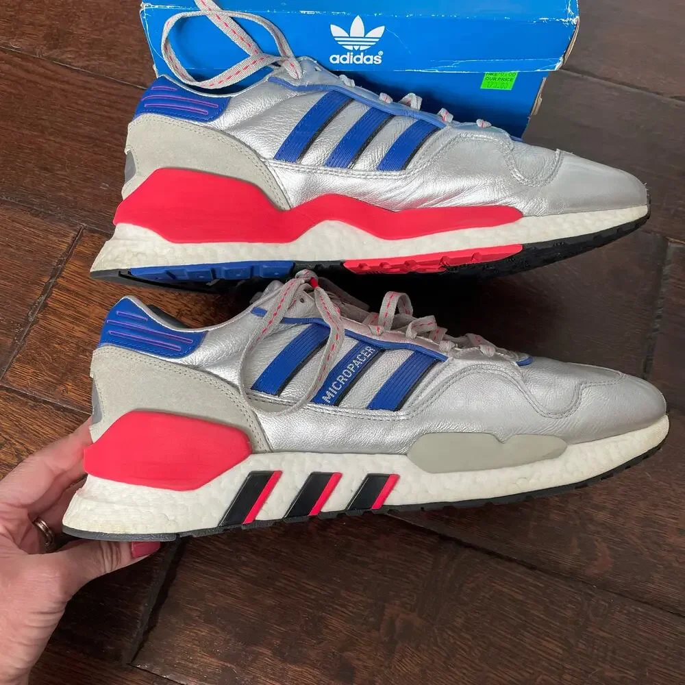 Adidas ZX 930 EQT Sneakers Shoes Metallic Silver Red Blue Run w/ Box Men 12 READ
